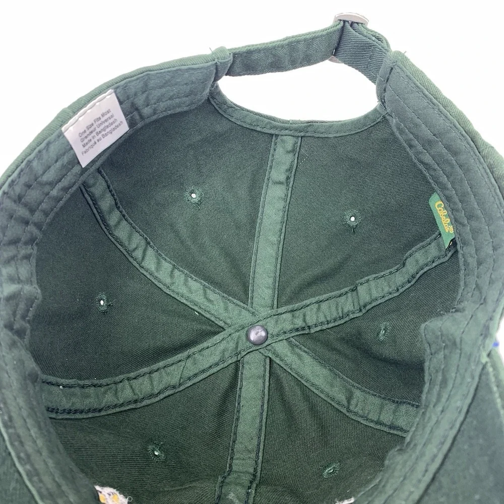 Cabela's Hat Dark Green Yellow Logo Adjustable Strap OSFM Baseball Cap